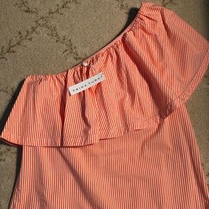 Trina Turk cold shoulder cotton top.